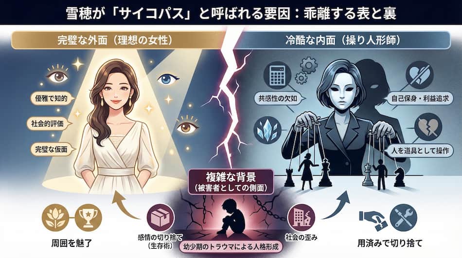 雪穂がサイコパスやひどいと言われる要因の図解