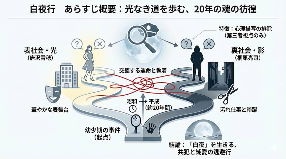 『白夜行』あらすじ概要の図解