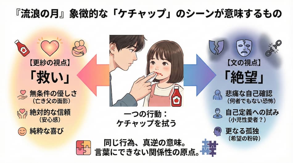 「流浪の月」の「ケチャップ」のシーンの解説図解