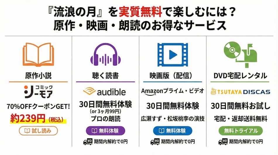 『流浪の月』の購読・視聴方法のまとめ図解