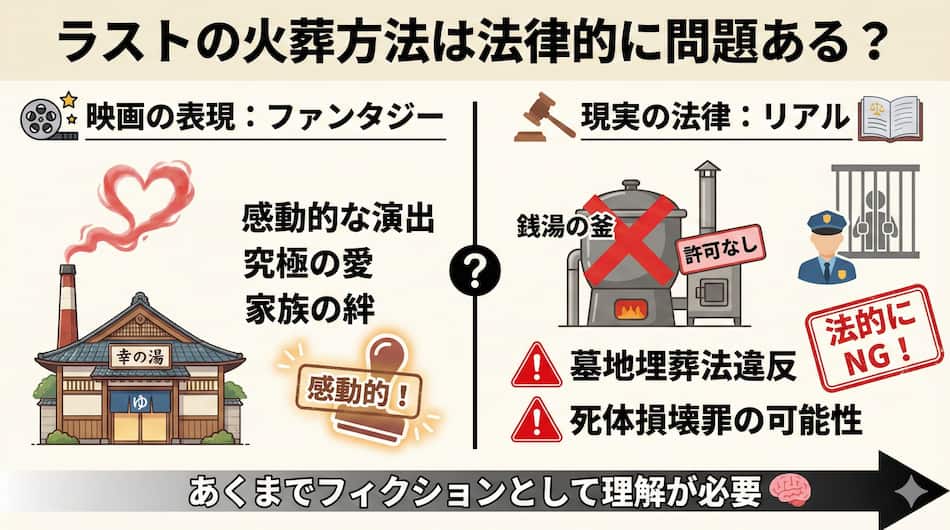 「湯を沸かすほどの熱い愛」ラストの火葬方法は法律的に問題ある？の解説図解