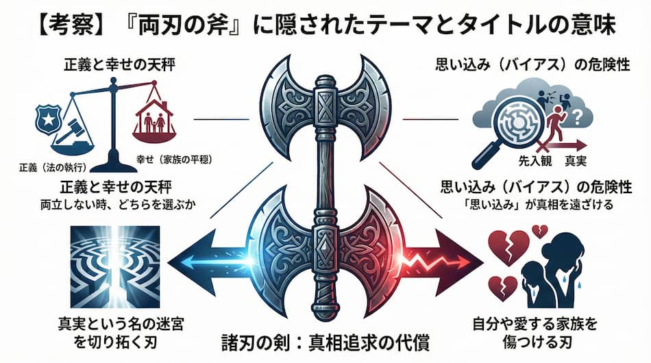 『両刃の斧』のテーマ解説の図解