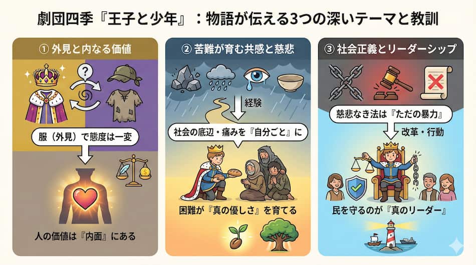劇団四季『王子と少年』のテーマと教訓の解説の図解