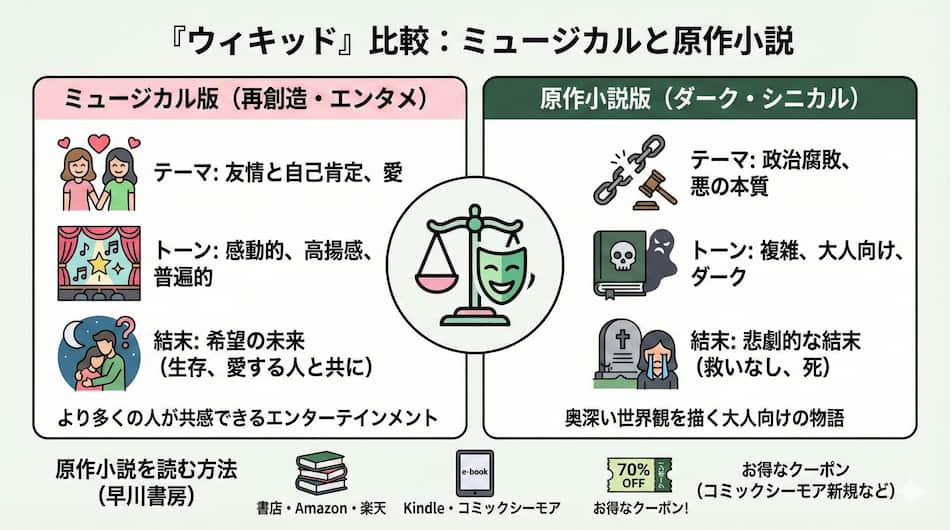 ミュージカル『ウィキッド』原作との比較の図解
